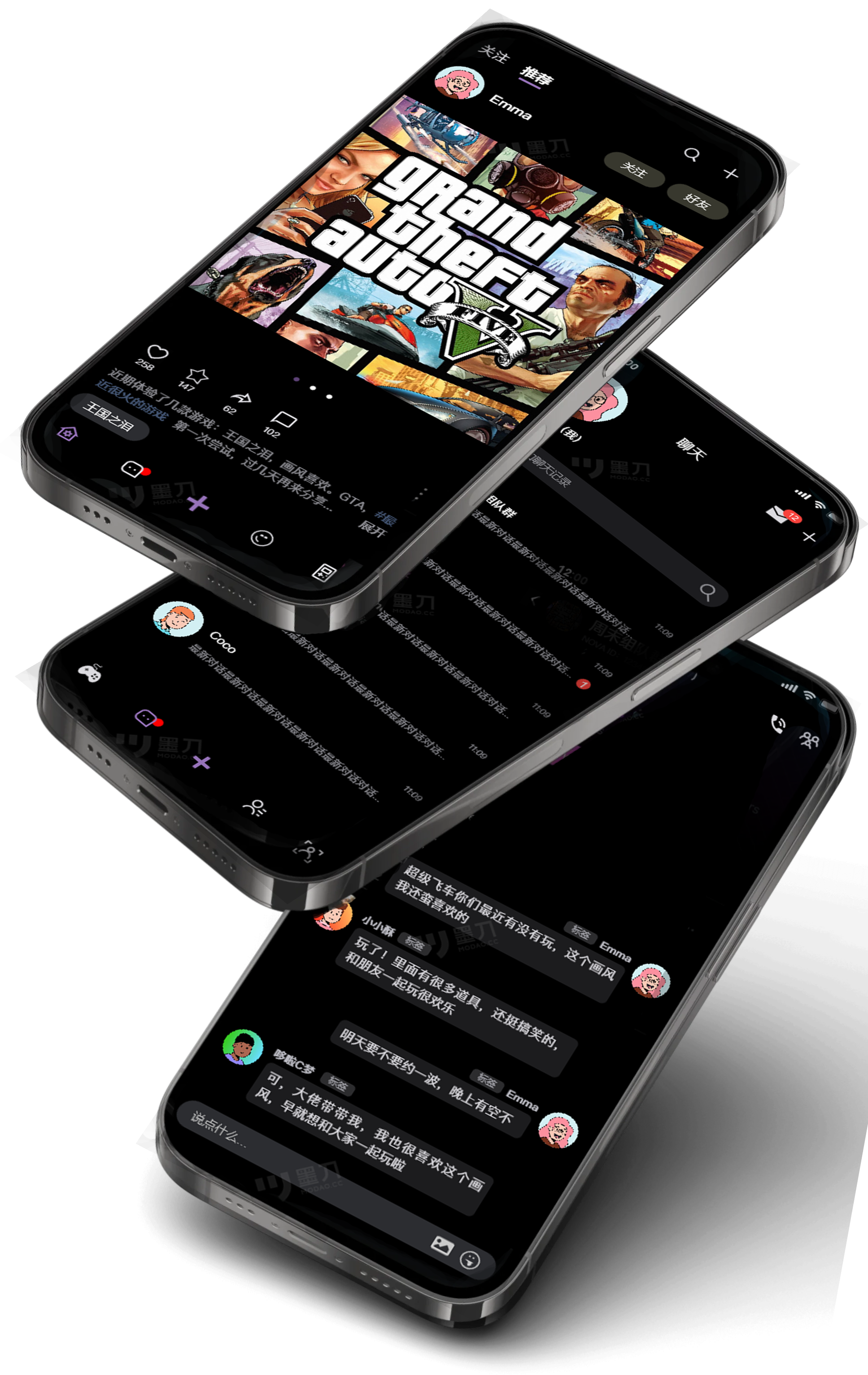 Nova gaming social network running on an iPhone